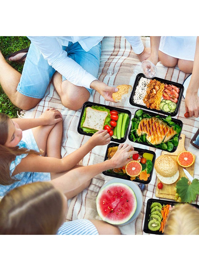 Generic - 25-Piece Rectangular Disposable Food Container With Lid Black 16x22.9x5.3cm - Image 1