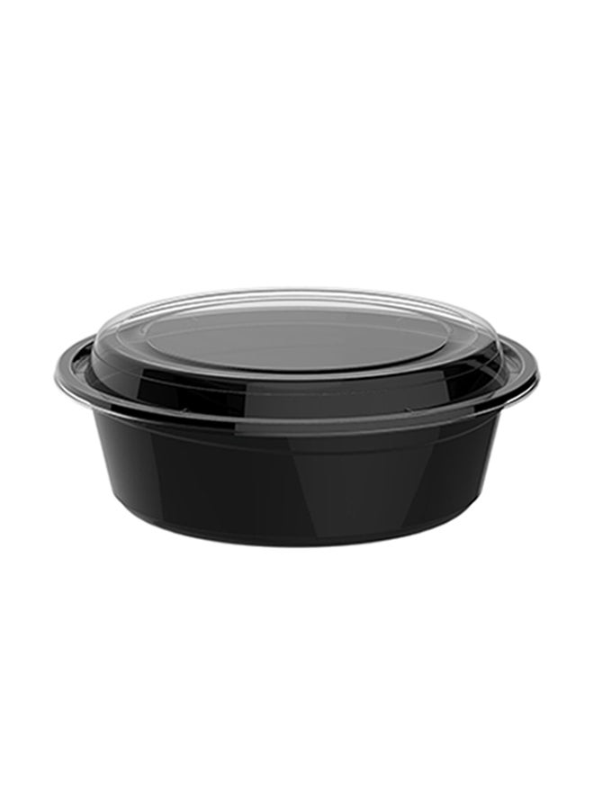 طقم علب طعام دائرية للاستخدام مرة واحدة مع غطاء 100 قطعة أسود 13x18x8.5سم - Image 1