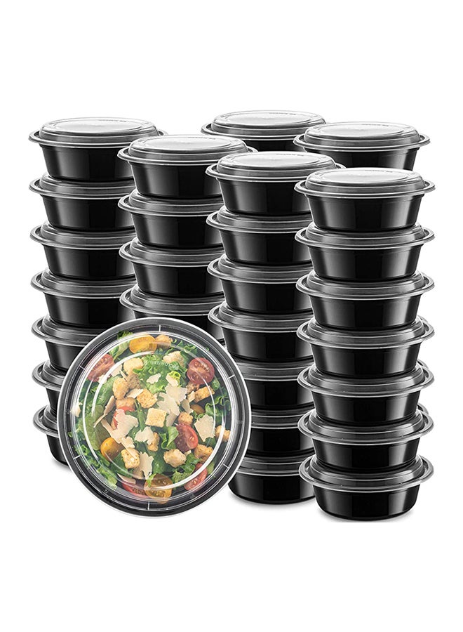 طقم علب طعام دائرية للاستخدام مرة واحدة مع غطاء 100 قطعة أسود 13x18x8.5سم - Image 2