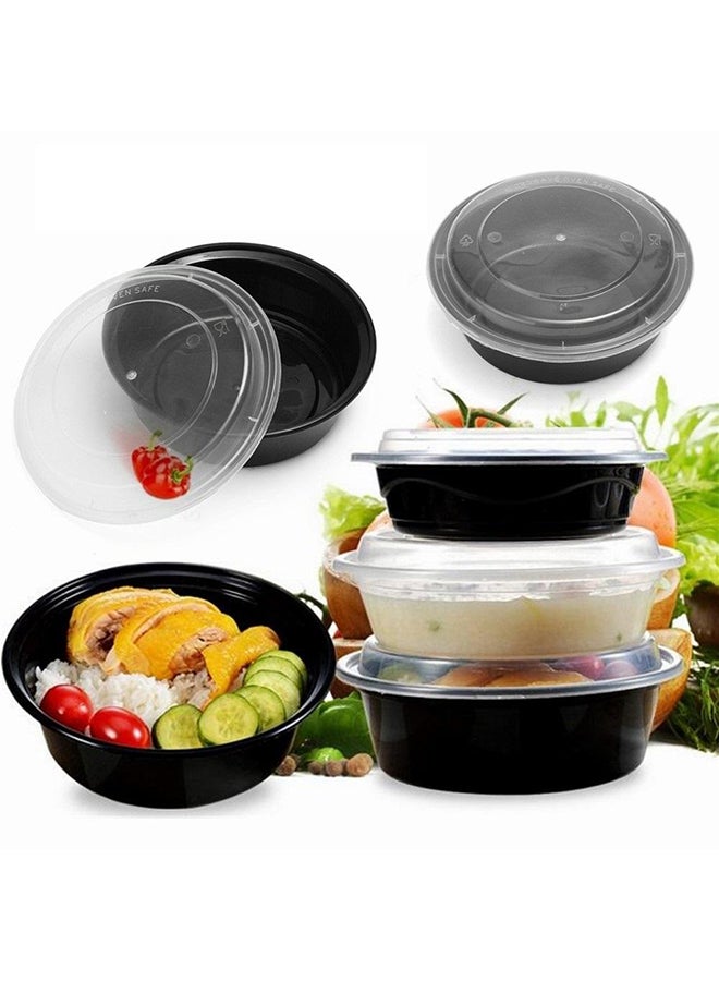 Generic 15-Piece Round Disposable Food Container With Lid Black 13x18x8.5cm  - Image 3