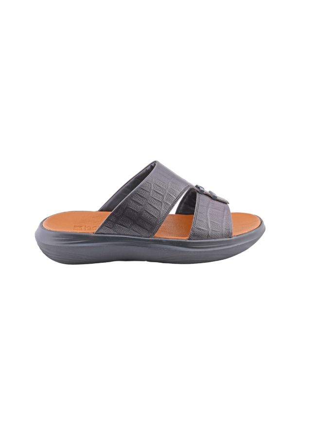 barjeel uno - Casual Comfortable Arabic Sandals Dark Grey - Image 1
