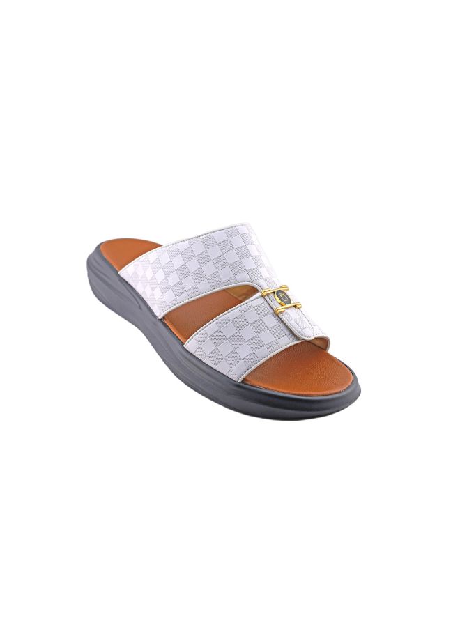 barjeel uno - Casual Comfortable Arabic Sandals White - Image 1