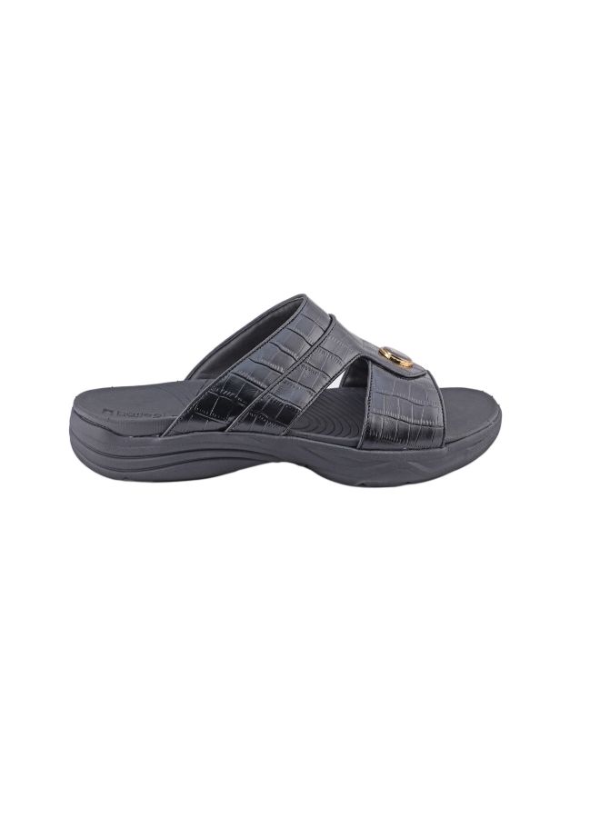 barjeel uno - Casual Comfortable Arabic Sandals Black - Image 1