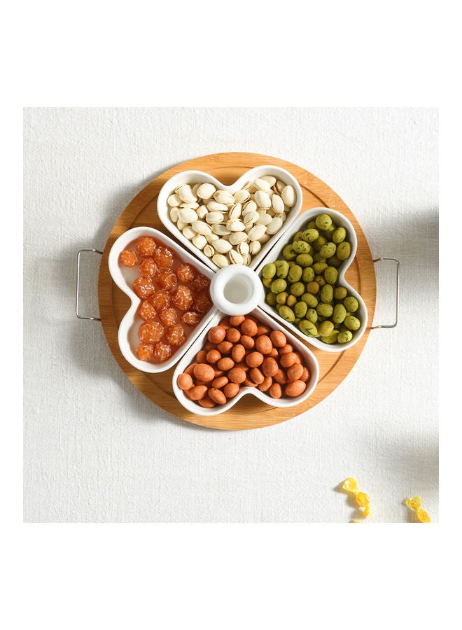 XiuWoo 4-Compartment Candy Snack Plate Ceramic Fruit Platter Tray Multicolour - Image 1