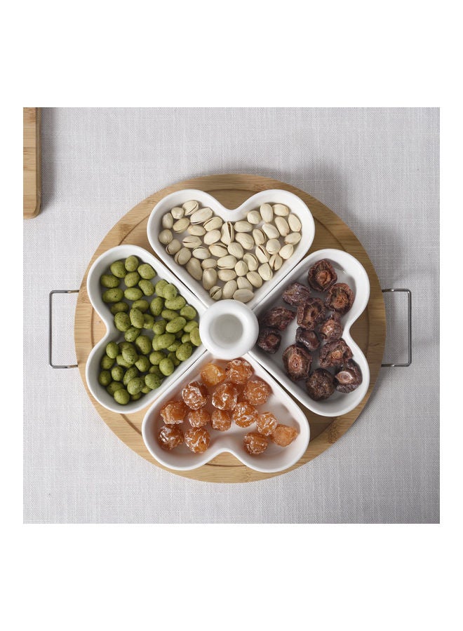 XiuWoo 4-Compartment Candy Snack Plate Ceramic Fruit Platter Tray Multicolour - Image 2