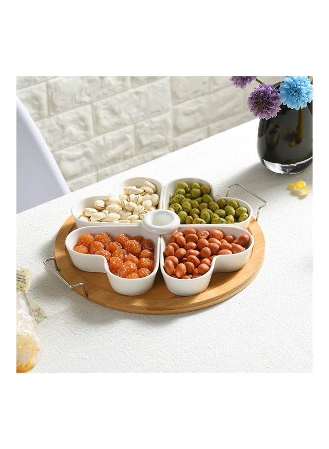 XiuWoo 4-Compartment Candy Snack Plate Ceramic Fruit Platter Tray Multicolour - Image 3
