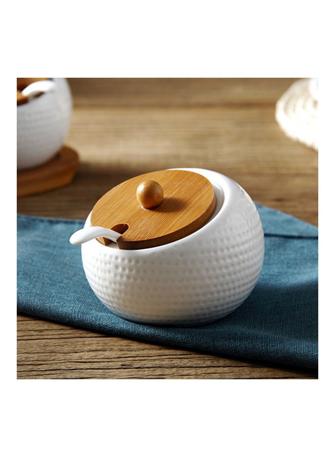 XiuWoo - Set Of 3 Ceramic Seasoning Jar Bowl Spice Sugar Container Multicolour - Image 1
