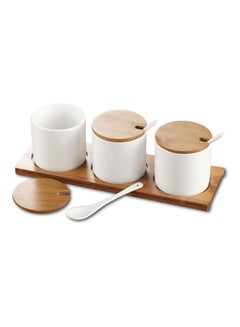 XiuWoo Set Of 3 Ceramic Seasoning Jar Bowl Spice Sugar Container Multicolour  - Image 1