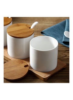XiuWoo Set Of 3 Ceramic Seasoning Jar Bowl Spice Sugar Container Multicolour  - Image 2