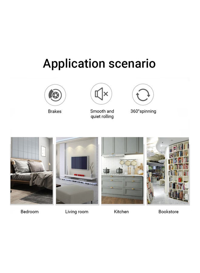 عربة أدوات دوارة معدنية من 3 طبقات مع عجلة أبيض 44.00 x 17.50 x 34.00سم - Image 2