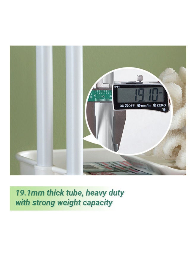 عربة أدوات دوارة معدنية من 3 طبقات مع عجلة أبيض 44.00 x 17.50 x 34.00سم - Image 3