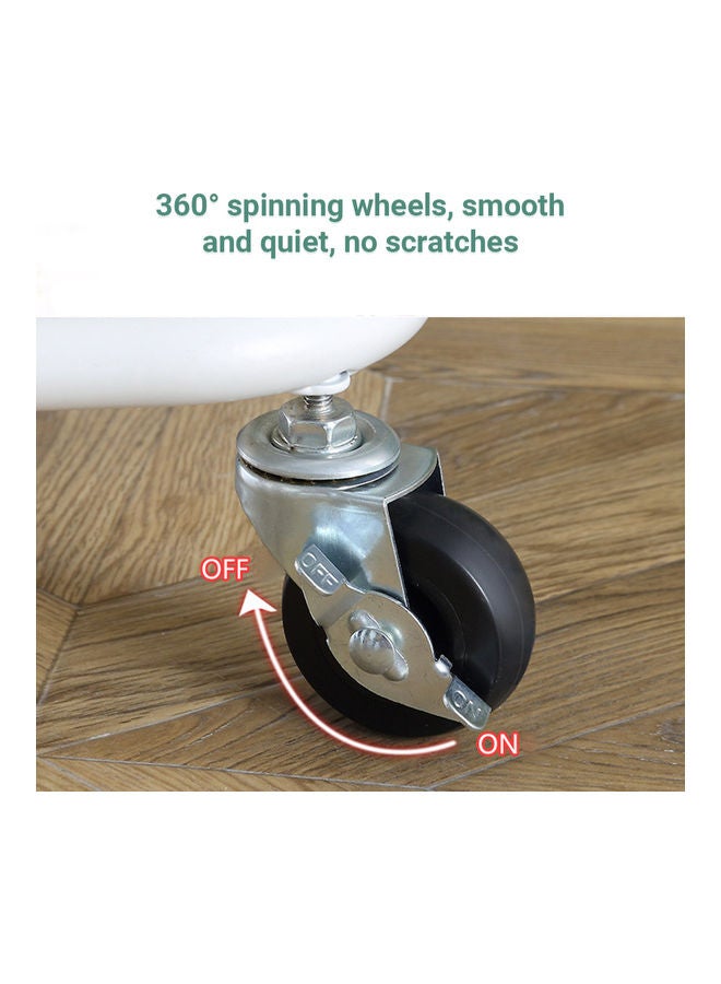 عربة أدوات دوارة معدنية من 3 طبقات مع عجلة أبيض 44.00 x 17.50 x 34.00سم - Image 4