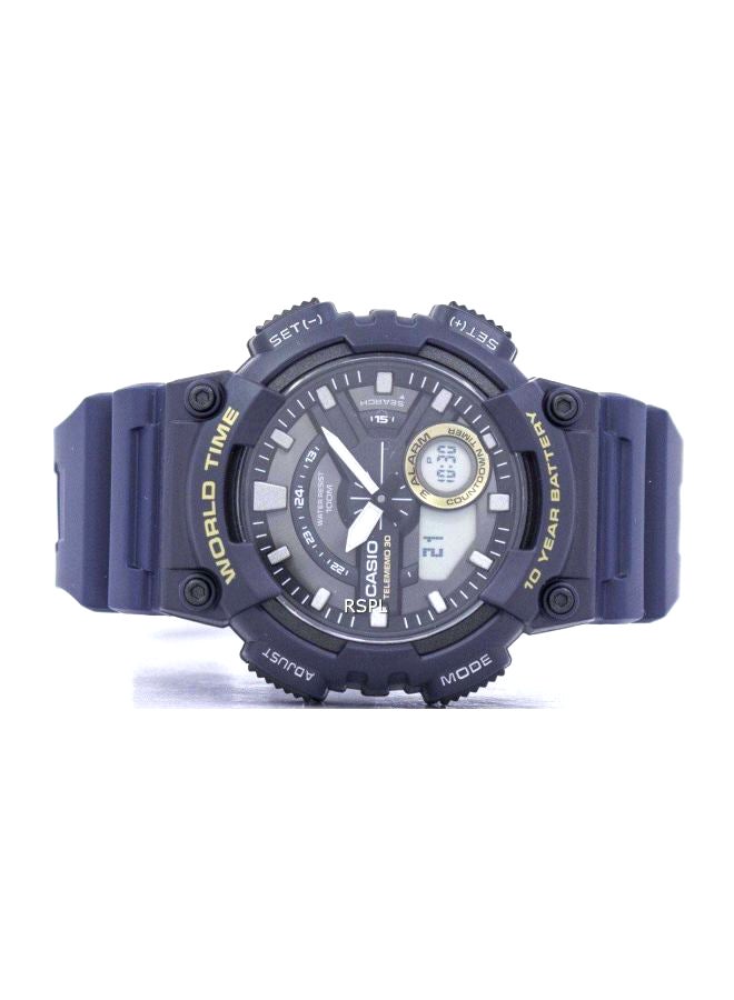 كاسيو ساعة يد بعقارب + رقمية مقاومة للماء من فئة الشباب طراز AEQ-110W-2AV للرجال - Image 3