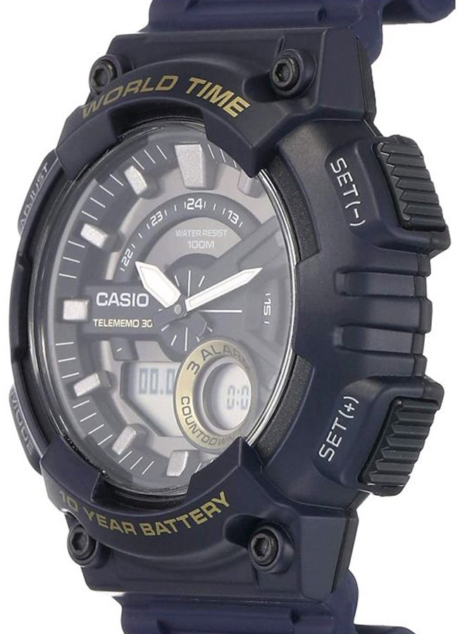 كاسيو ساعة يد بعقارب + رقمية مقاومة للماء من فئة الشباب طراز AEQ-110W-2AV للرجال - Image 4