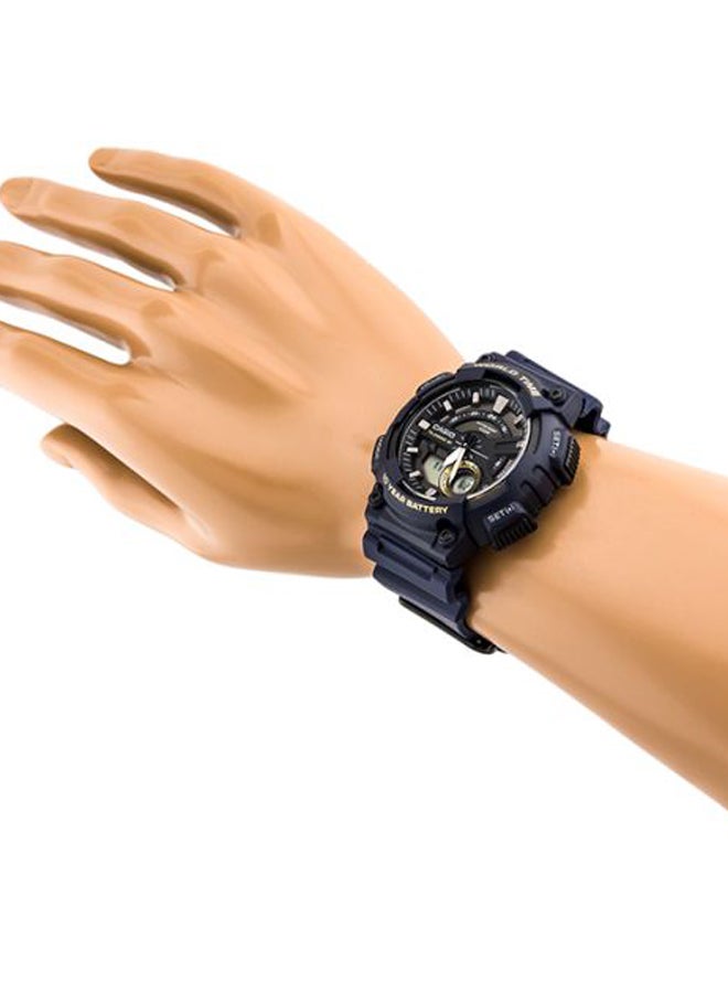 كاسيو ساعة يد بعقارب + رقمية مقاومة للماء من فئة الشباب طراز AEQ-110W-2AV للرجال - Image 5
