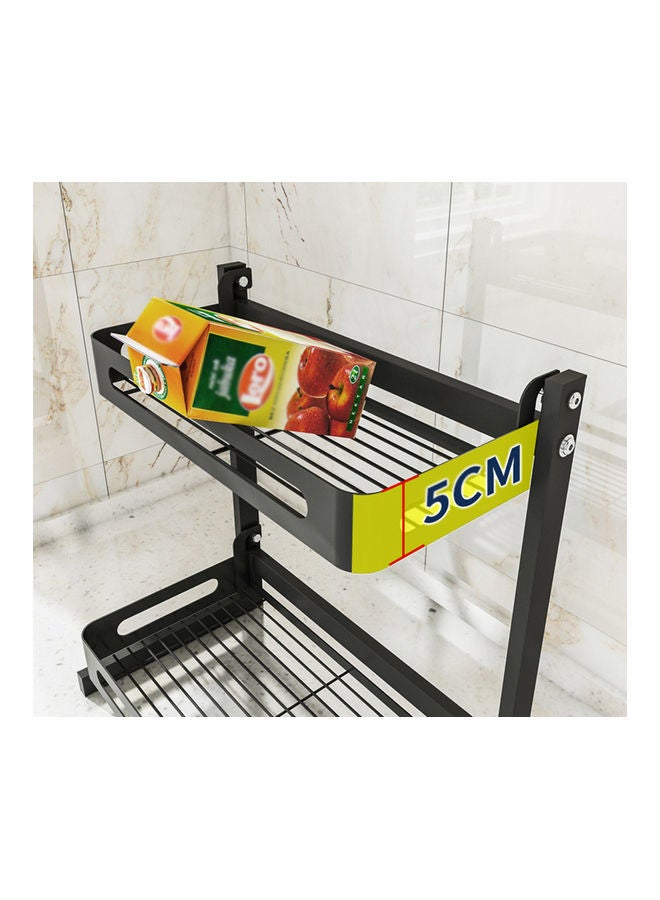 Generic - 2-Tier Countertop Spice Rack Organizer Utensil Holder with 3 Hooks Black 43.00 x 10.50 x 24.50cm - Image 1
