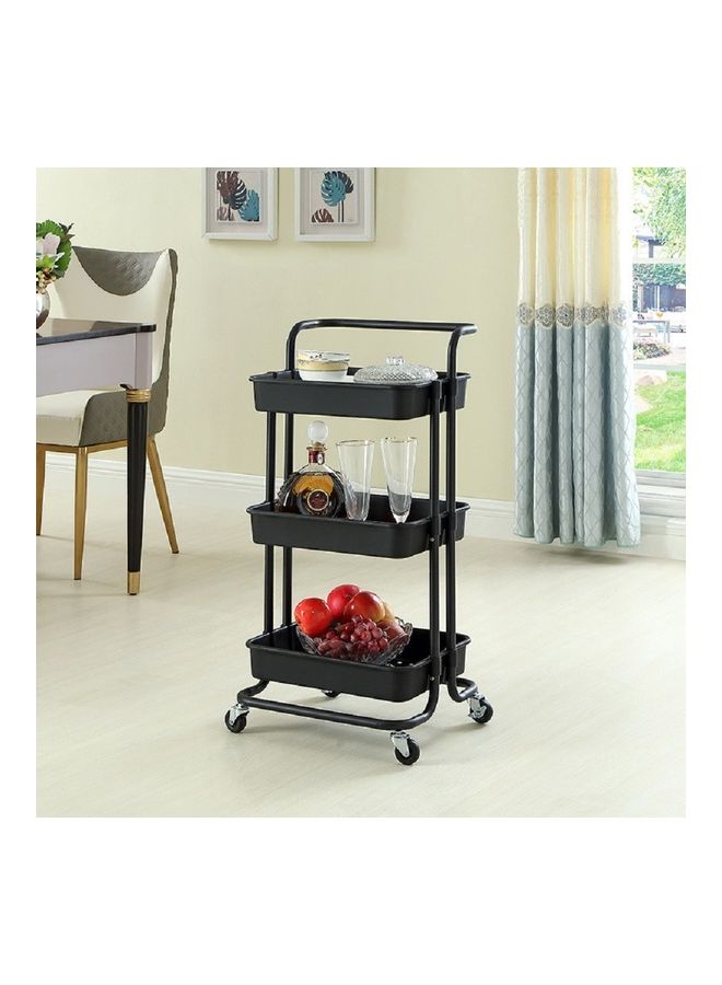 3 Tier Metal Rolling Utility Cart with Wheel Black 42 x 35 x 87cm - Image 2