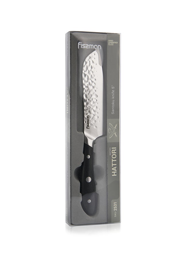 Fissman Hattori Hammered Santoku Knife Black/Silver 5inch - Image 5