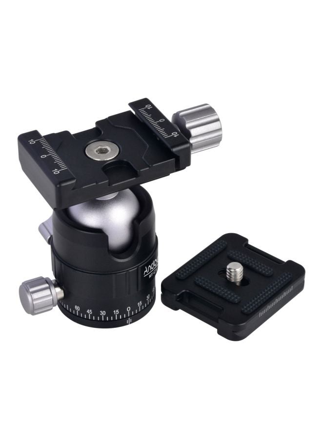 ANDOER MT-C1 Compact Size Panoramic Tripod Ball Head Adapter 360° Rotation Aluminium Alloy With Quick Release Plate Black/Silver  - Image 3