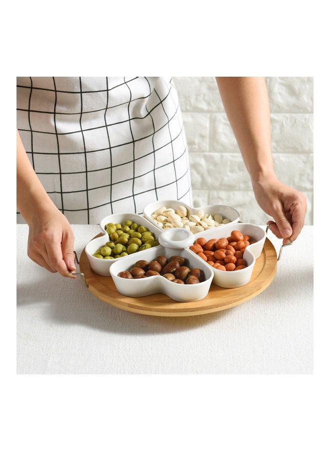 XiuWoo 4-Compartment Candy Snack Plate Ceramic Fruit Platter Tray Multicolour - Image 4