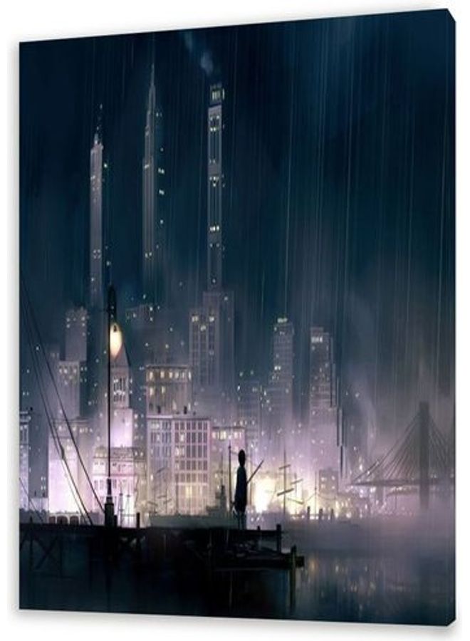 لوحة فنية من القماش بتصميم مدينة متعدد الألوان L - Image 1