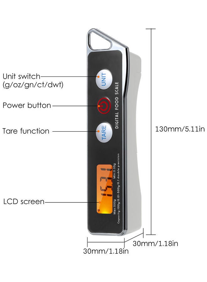 كيه كيه مون ميزان رقمي للقياس بتصميم ملعقة أسود/شفاف 15.80x3x14.70سم - Image 2