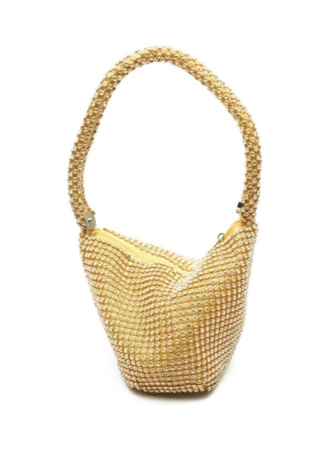 Generic Clutch Purse With Stonework Gold  - Image 2