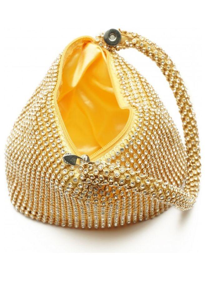 Generic Clutch Purse With Stonework Gold  - Image 3