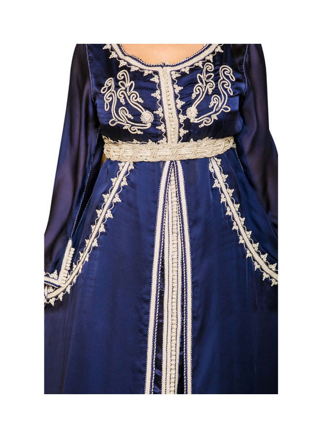 Embriodered Deatil Moroccan Kaftan Dark Blue  - Image 2