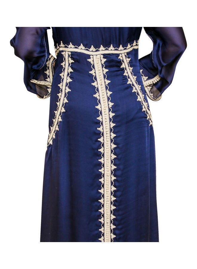 Embriodered Deatil Moroccan Kaftan Dark Blue  - Image 4