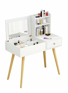 Generic Dresser With Mirror Vanities Table Make Up Organizer Drawers White 80x40x75cm  - Image 1