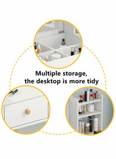 Generic Dresser With Mirror Vanities Table Make Up Organizer Drawers White 80x40x75cm  - Image 3