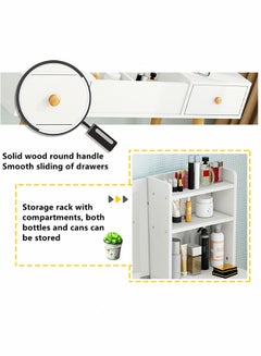 Generic Dresser With Mirror Vanities Table Make Up Organizer Drawers White 80x40x75cm  - Image 5