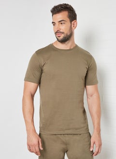 Sivvi x D'Atelier Cotton T-Shirt and Shorts Pyjama Set Khaki  - Image 1