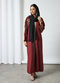 2-Piece Stylish Casual Abaya Set With Sheilah Red/Grey/Black - v1619297250/N45341024V_2