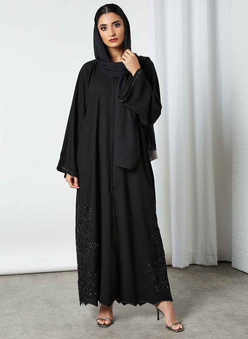 ROZA Stylish Casual Abaya With Sheilah Black - Image 4