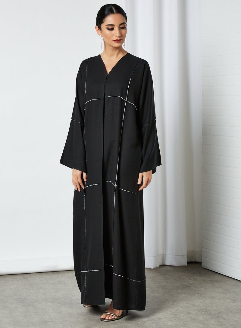 ROZA Stylish Casual Abaya With Sheilah Black - Image 1