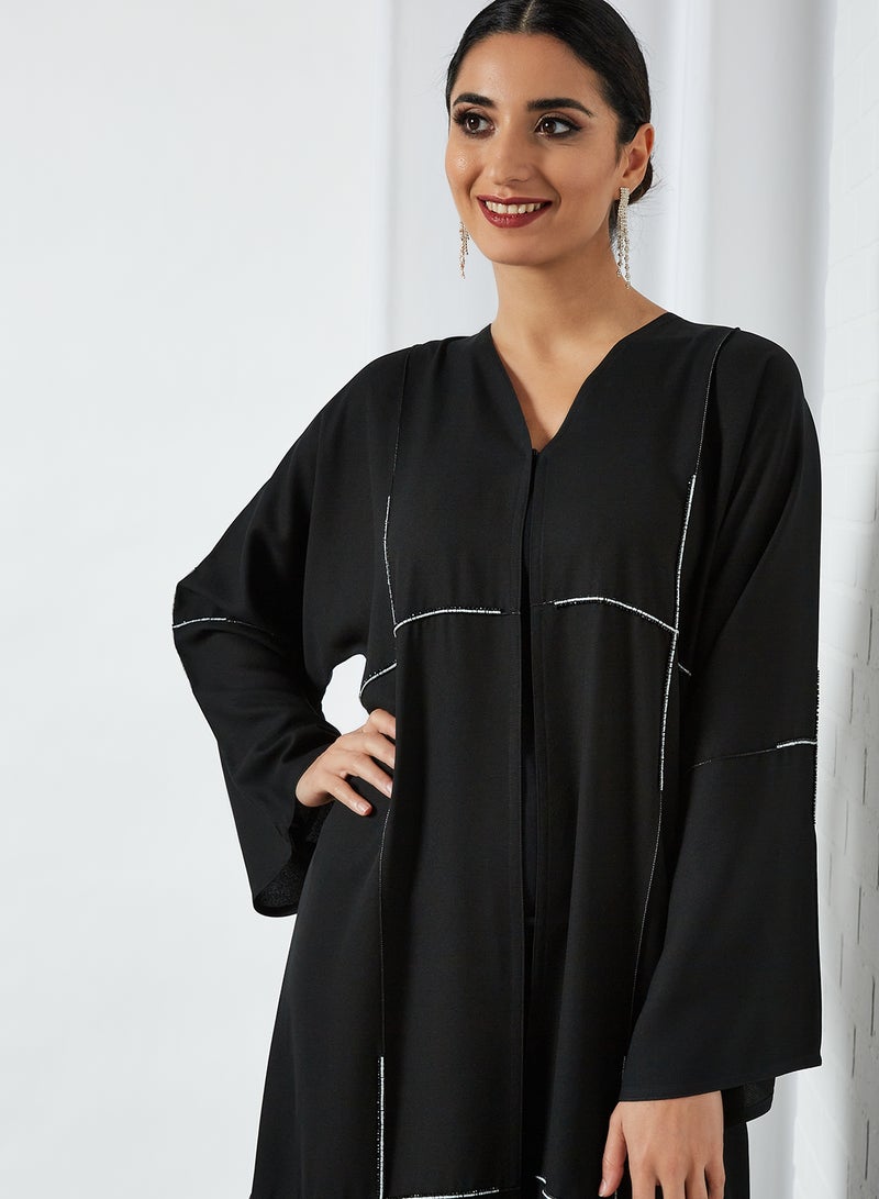 ROZA Stylish Casual Abaya With Sheilah Black - Image 3