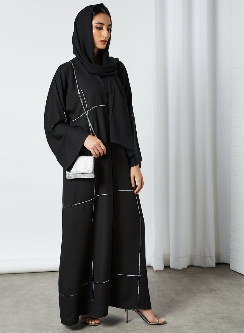 ROZA Stylish Casual Abaya With Sheilah Black - Image 4