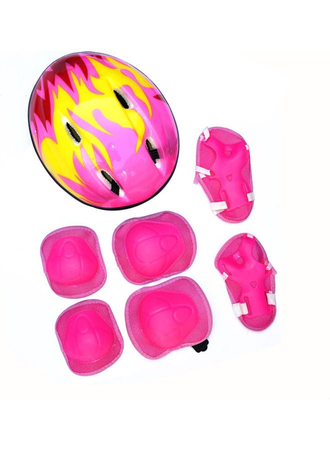 Generic 7-Piece Cycling Skating Helmet With Knee Elbow Wrist Protective Guard 20x10x20cm 