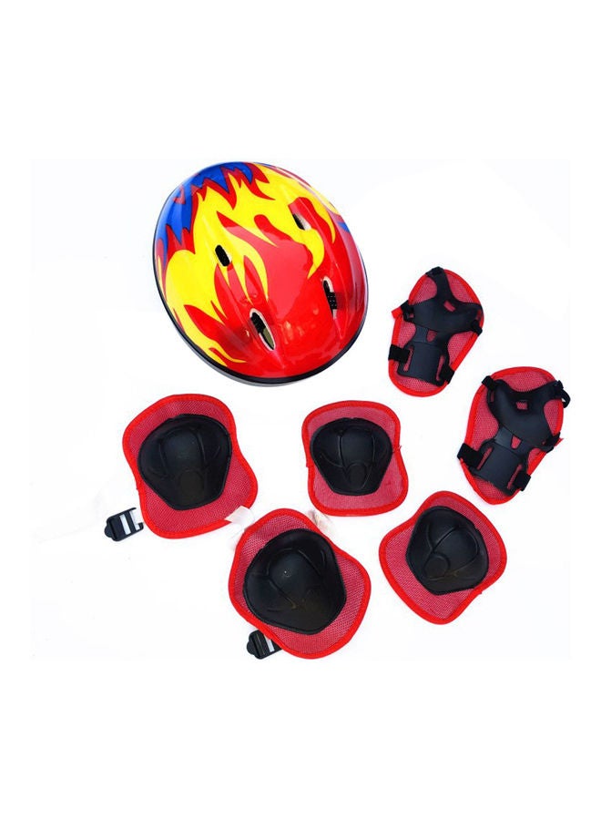 Generic 7-Piece Cycling Skating Helmet With Knee Elbow Wrist Protective Guard 20x10x20cm  - Image 1