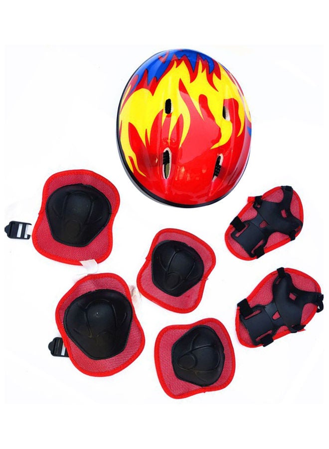 Generic 7-Piece Cycling Skating Helmet With Knee Elbow Wrist Protective Guard 20x10x20cm  - Image 2