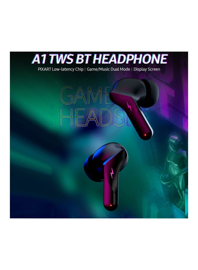 Ajazz - TWS BT5.0 Headphone In-Ear Sports Gaming Earbuds With Charging Case Yellow/Black - Image 1