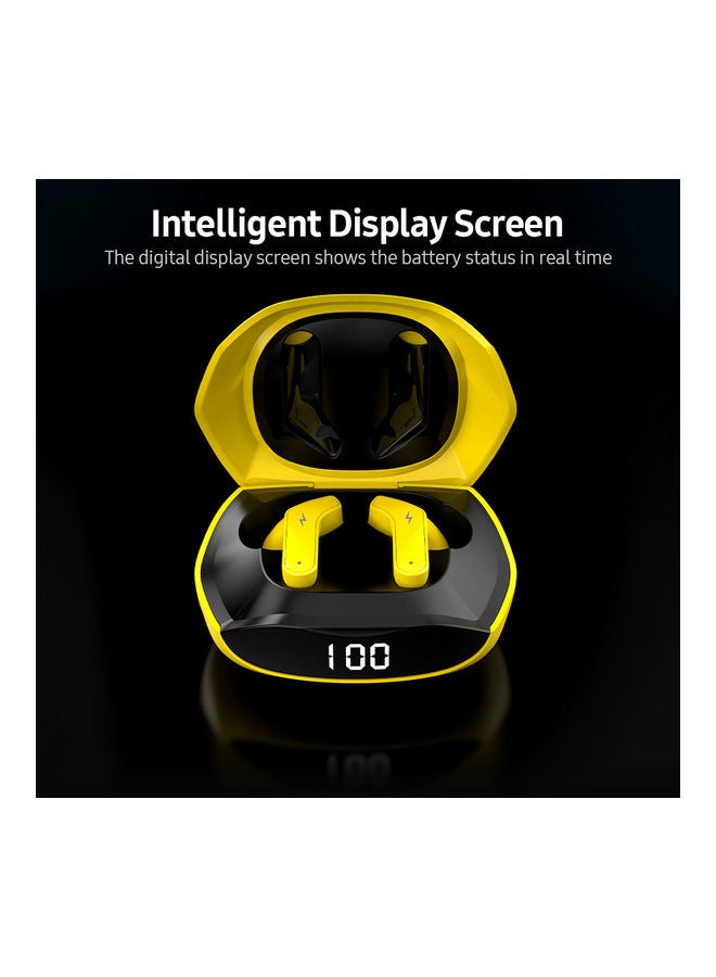 Ajazz - TWS BT5.0 Headphone In-Ear Sports Gaming Earbuds With Charging Case Yellow/Black - Image 1