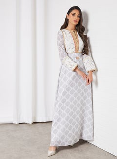 THE ARAB STUDIO All-Over Print Kaftan Silver  - Image 1