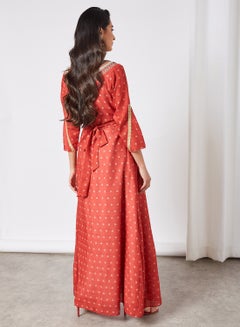 THE ARAB STUDIO All-Over Print Kaftan Red  - Image 4