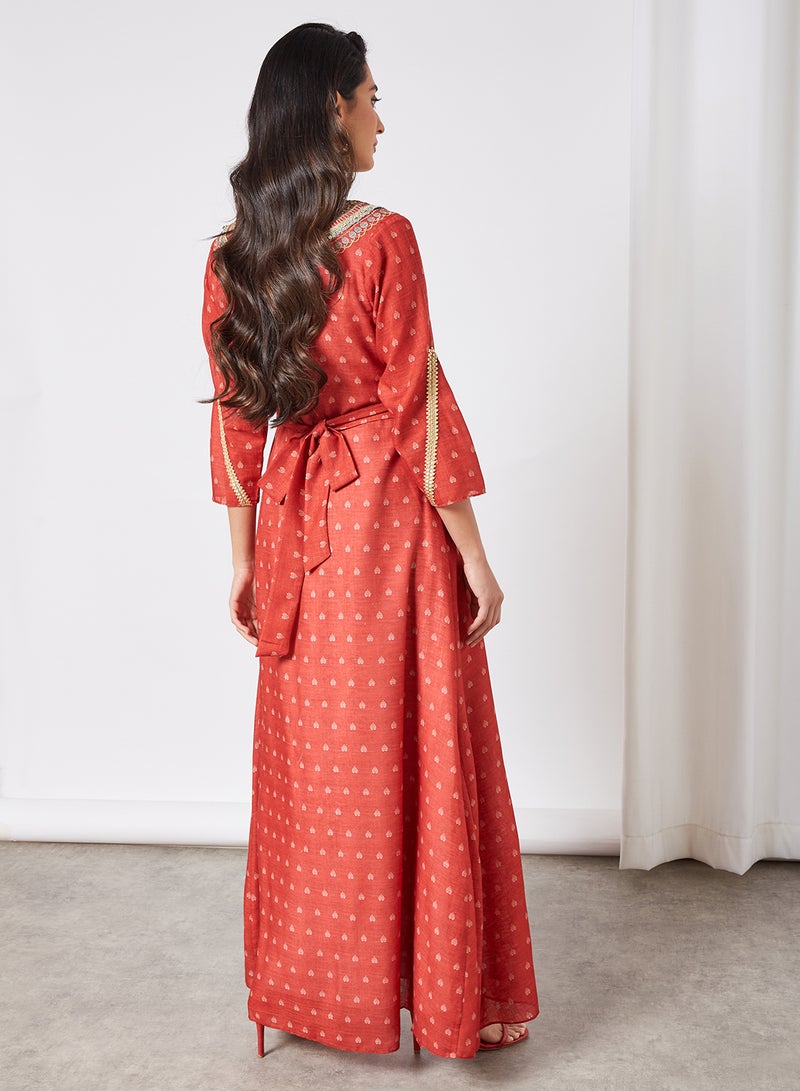 THE ARAB STUDIO - All-Over Print Kaftan Red - Image 1