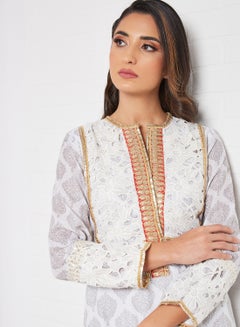 THE ARAB STUDIO All-Over Print Kaftan Silver  - Image 2