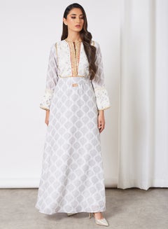 THE ARAB STUDIO All-Over Print Kaftan Silver  - Image 3