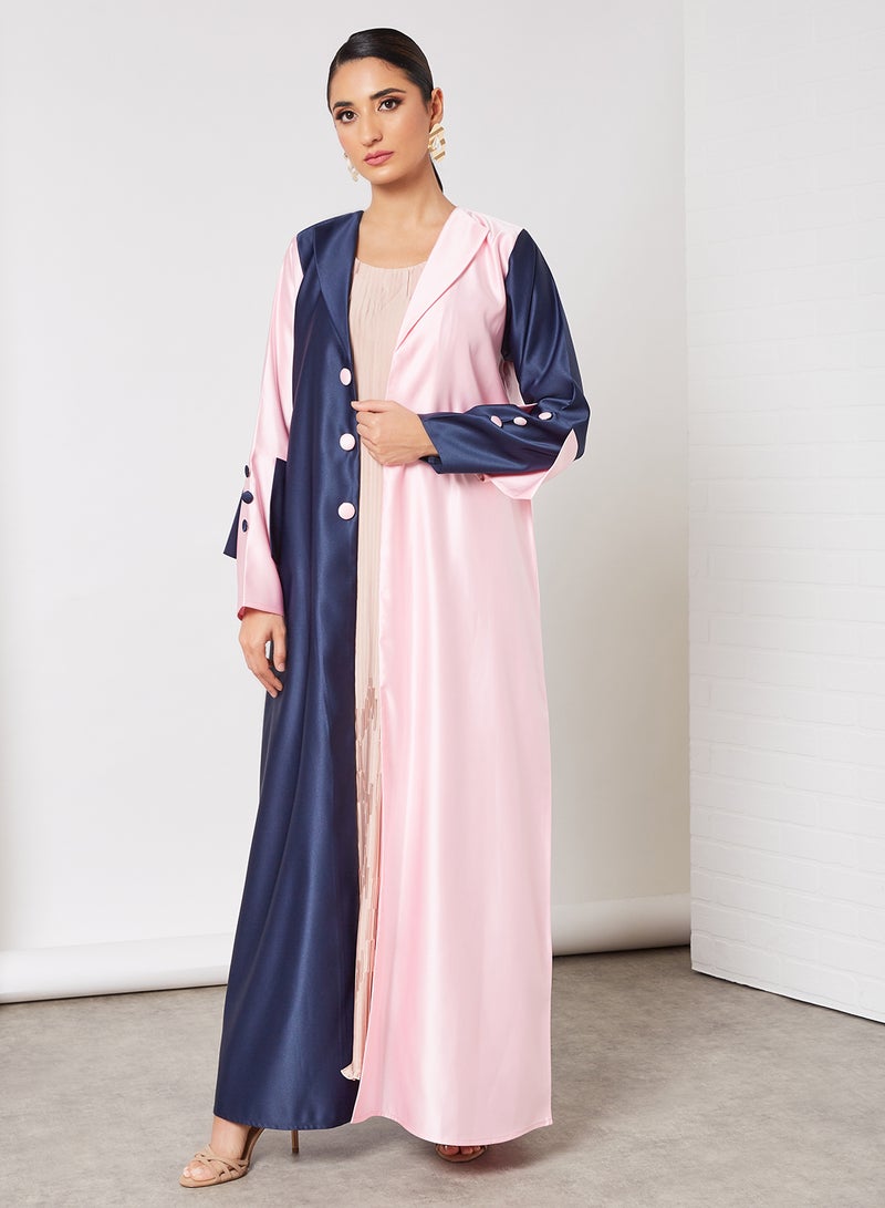 Bousni Stylish Casual Abaya With Sheilah Blue/Pink  - Image 4